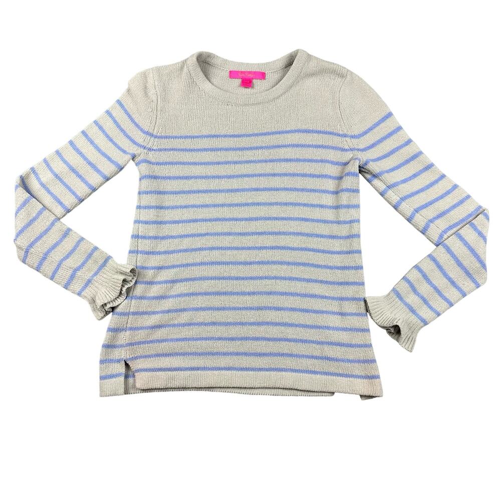 Lilly Pulitzer Size XS Womens Calloway Chenille Sweater Striped‎ Ruffles #004498